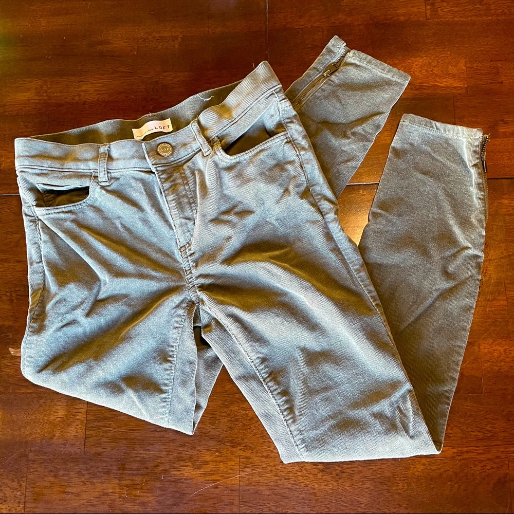 LOFT Green Corduroy Skinny Pants